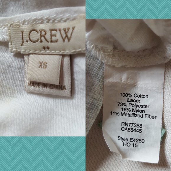 J. Crew White & Gold Floral Embroidered Overlay Long Sleeve Top - Picture 5 of 5